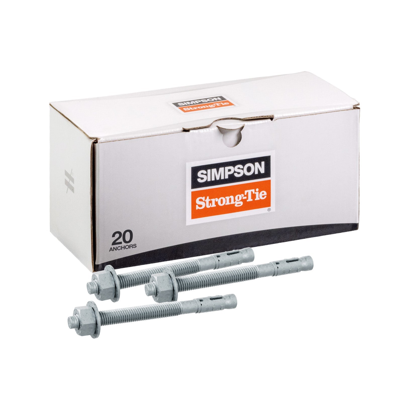 Simpson 5/8" x 7" Strong Bolt 2 Fully Assembled Wedge Anchor - Mechanically Galvanized, Pkg 20