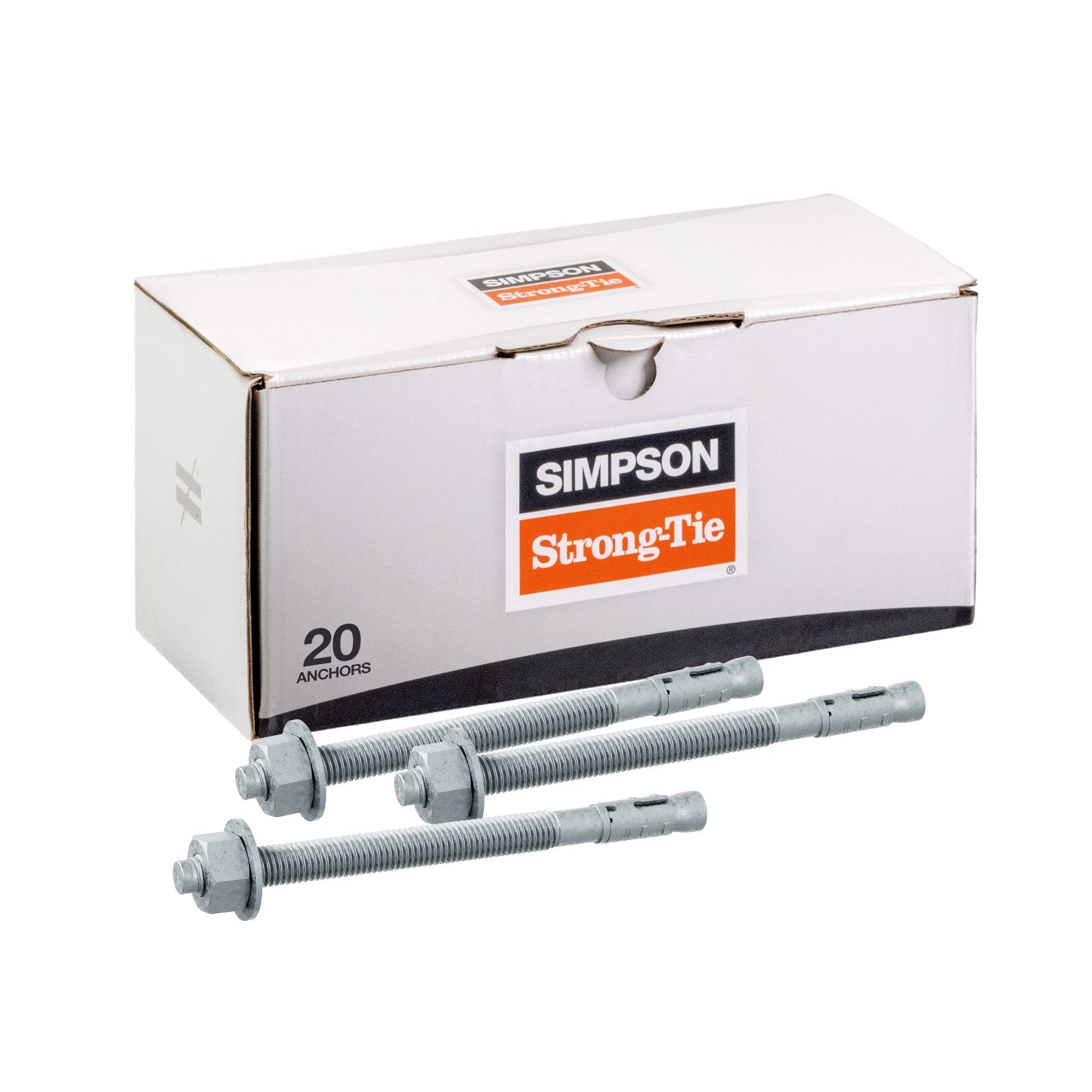 Simpson 5/8" x 8-1/2" Strong Bolt 2 Fully Assembled Wedge Anchor - Mechanically Galvanized, Pkg 20