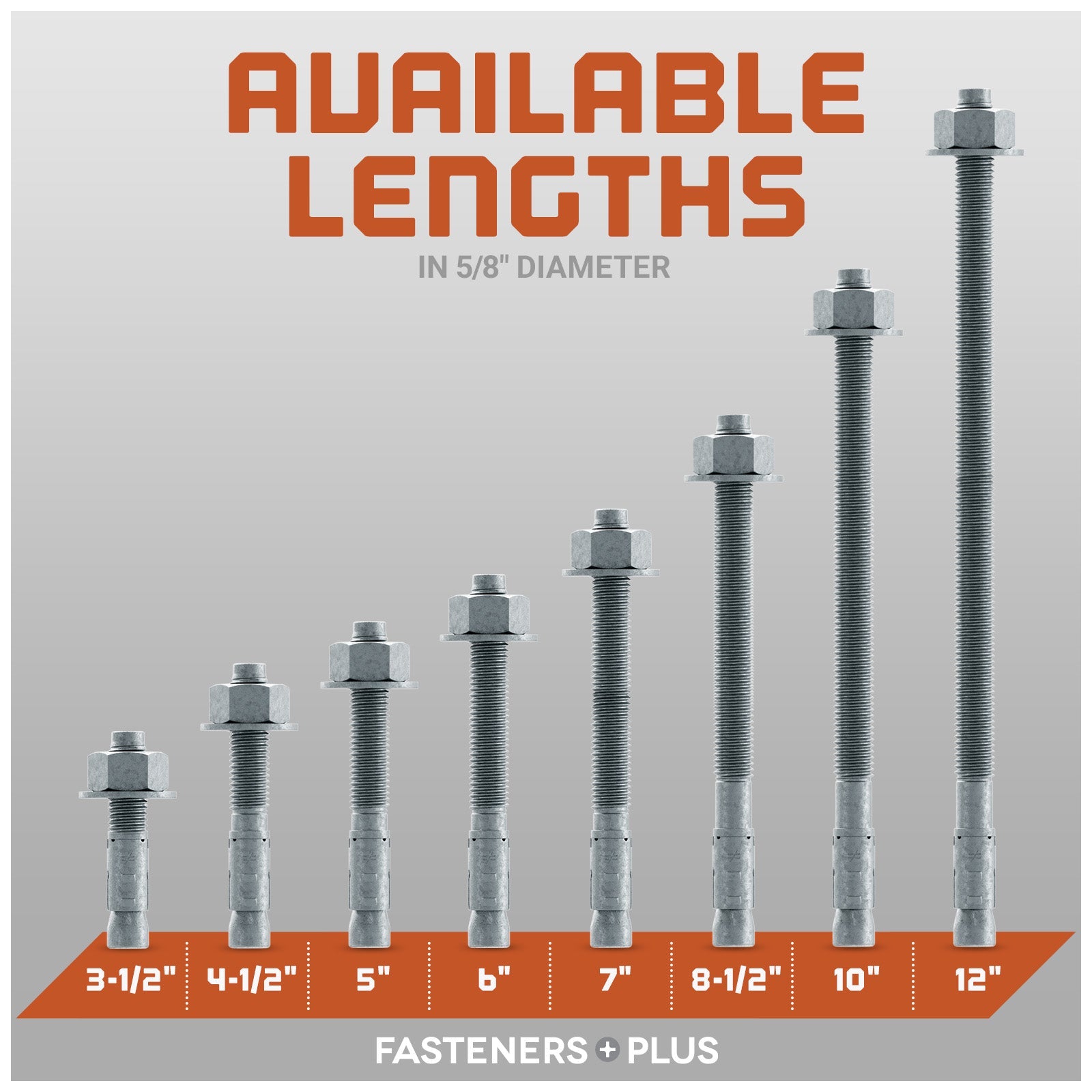 Simpson 5/8" Strong Bolt 2 Fully Assembled Wedge Anchor - Mechanically Galvanized Length Chart