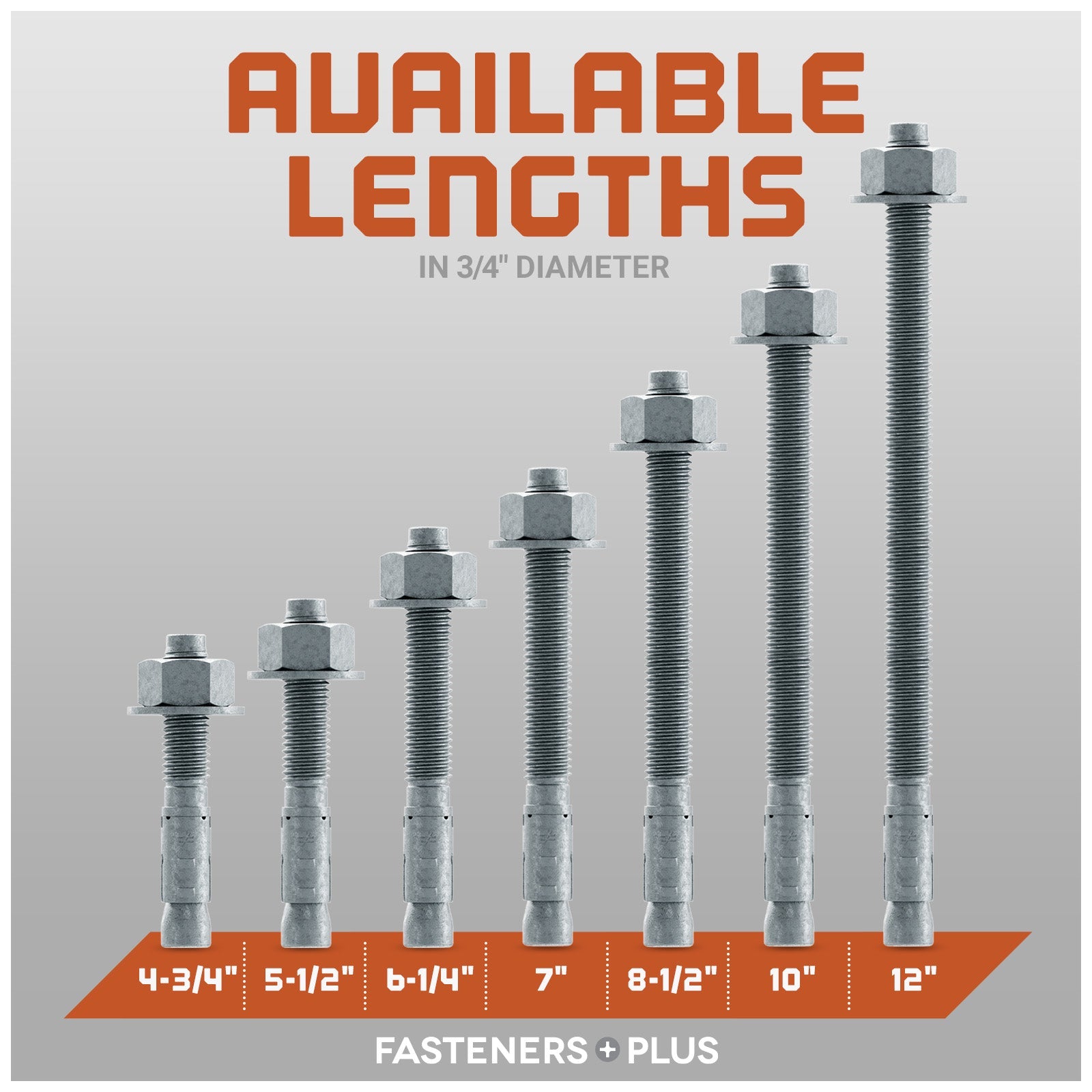 Simpson 3/4" Strong Bolt 2 Fully Assembled Wedge Anchor - Mechanically Galvanized Length Chart