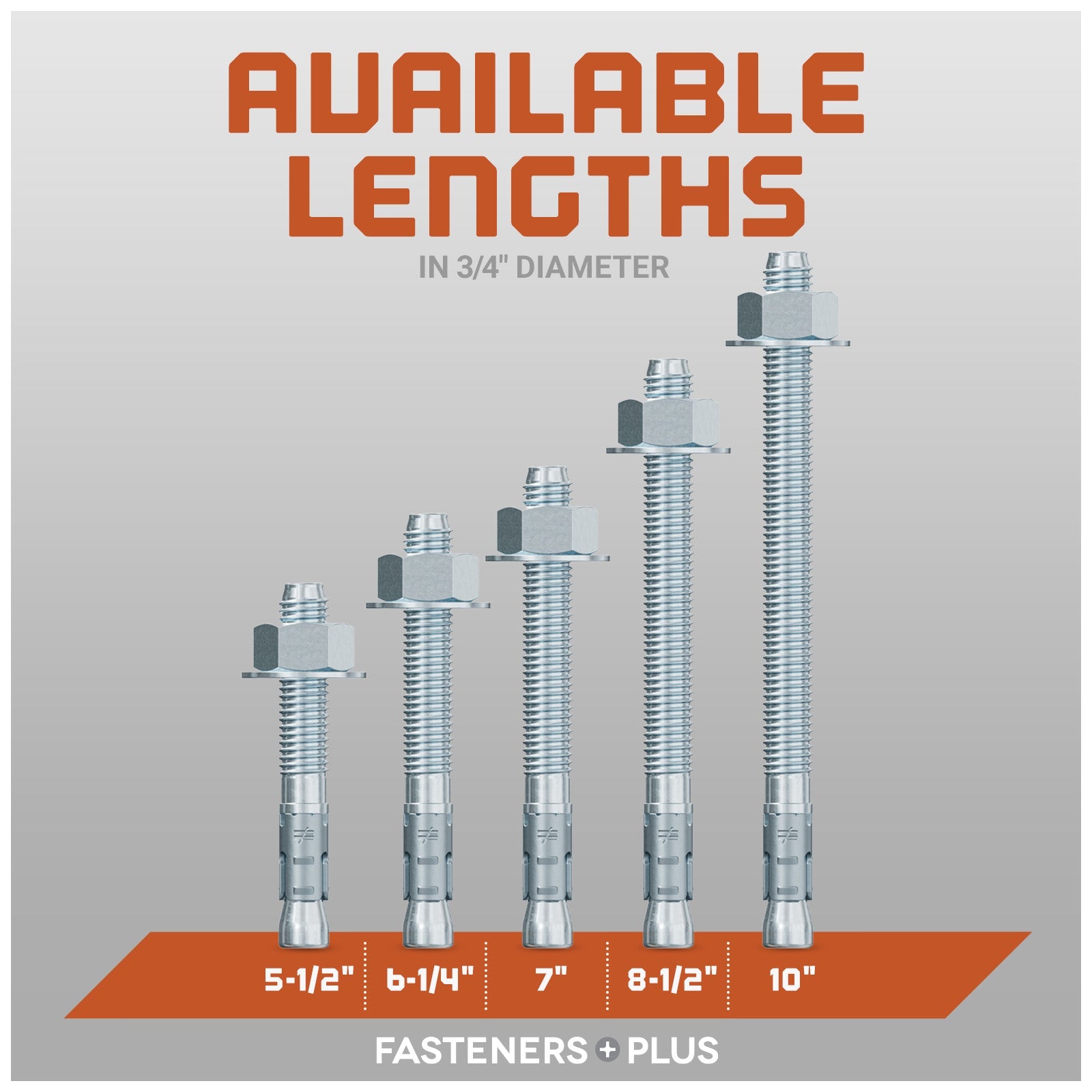 3/4" Strong-Tie Strong Bolt 2 Wedge Anchor Fully-Assembled, Zinc Plated Length Chart