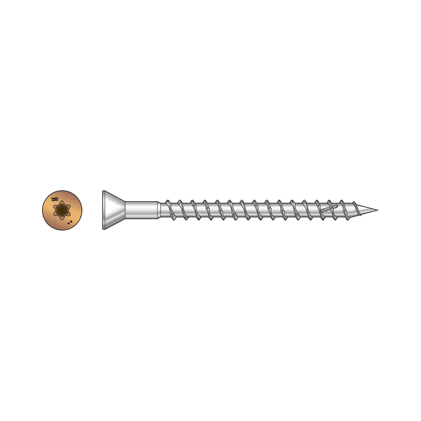 Simpson S08250WCI #8 x 2-1/2" T20 DWP Trim Head Wood Screw - Type 305 Stainless Steel, Tan 03, Pkg 1,750