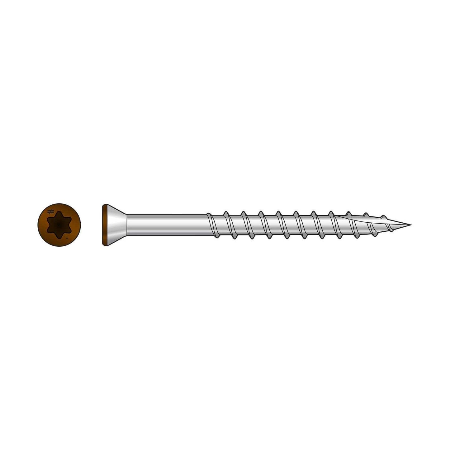 Simpson T07162FT70TN01 #7 1-5/8" T15 Trim-Head Screw - 316 Stainless Steel, Tan 01 - Pkg 70