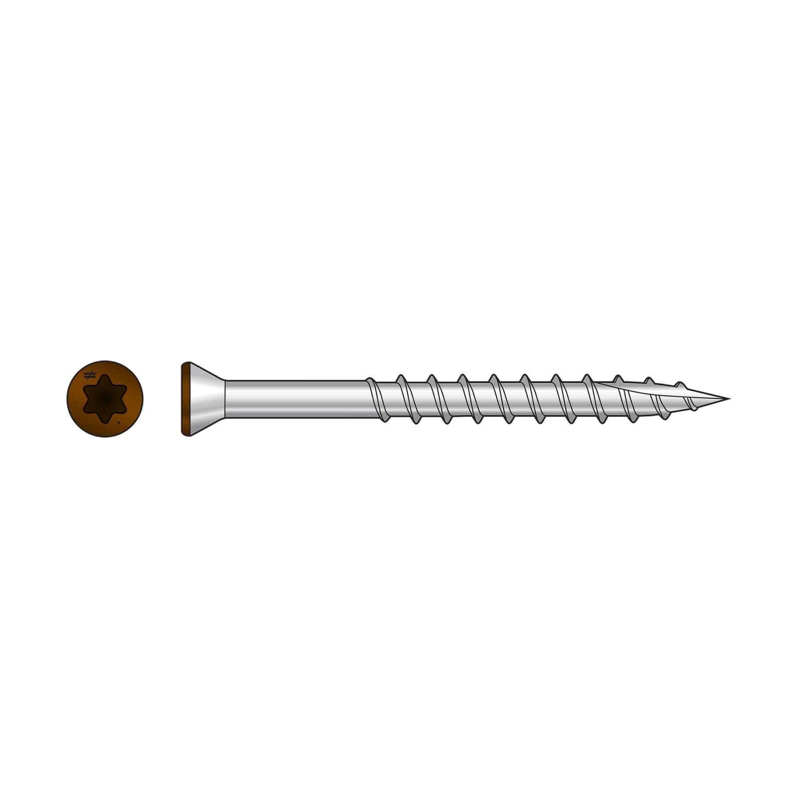 Simpson T07162FT70TN01 #7 1-5/8" T15 Trim-Head Screw - 316 Stainless Steel, Tan 01 - Pkg 70