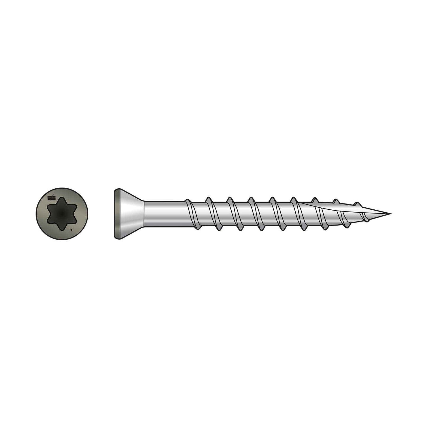 Simpson T07162FTPGR #7 x 1-5/8" T15 Trim-Head Screw - 316 Stainless Steel, Gray - Pkg 350