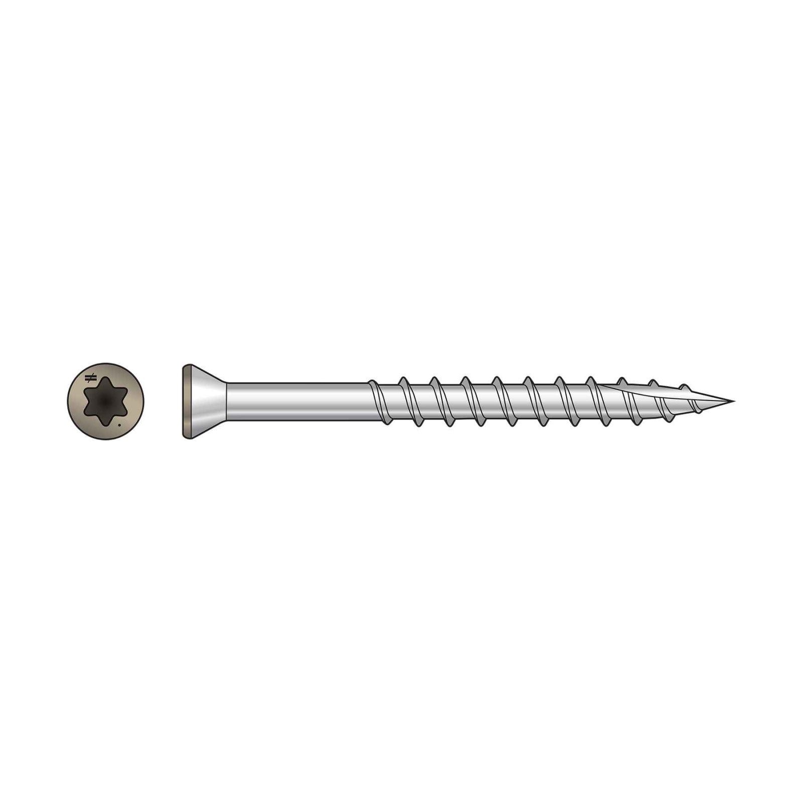Simpson T07162FTPTN02 #7 1-5/8" T15 Trim-Head Screw - 316 Stainless Steel, Tan 02 - Pkg 350