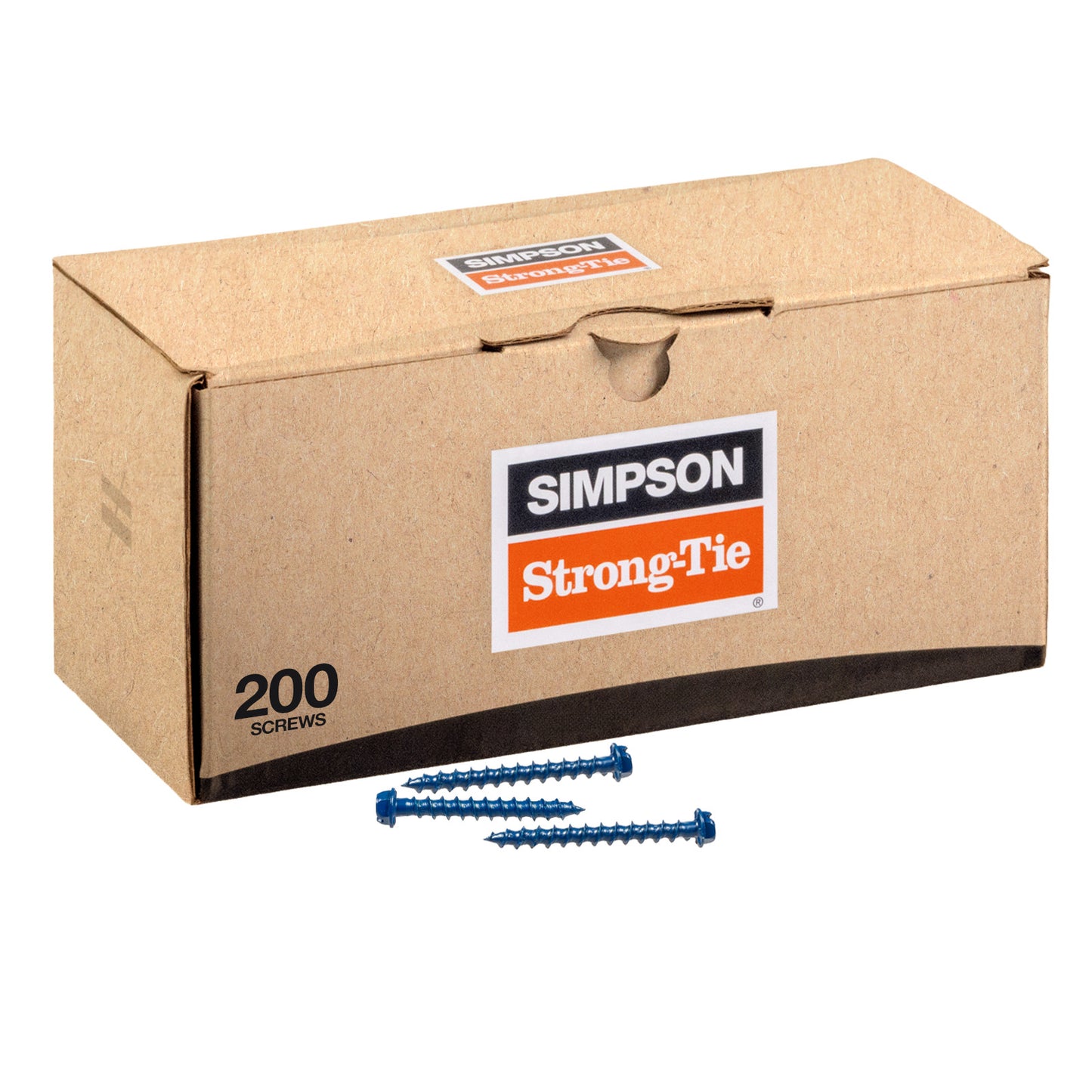1/4"-1-3/4" Strong-Tie Hex Head Titen Turbo Screw Anchor, Blue Zinc, Pkg 200