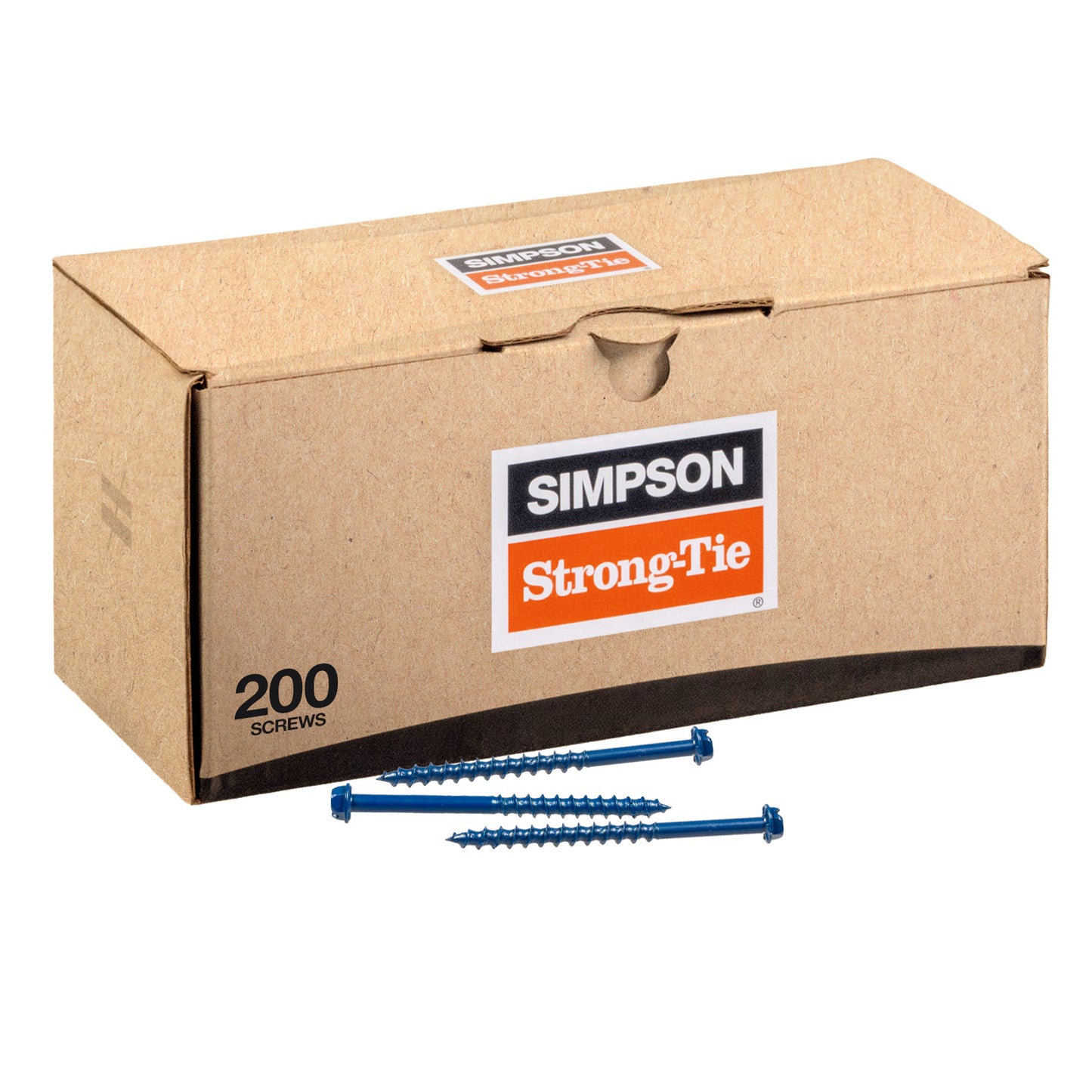1/4"-2-3/4" Strong-Tie Hex Head Titen Turbo Screw Anchor, Blue Zinc, Pkg 100