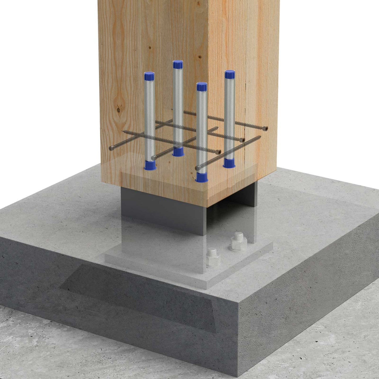 glued in threaded rods in concrete column slab