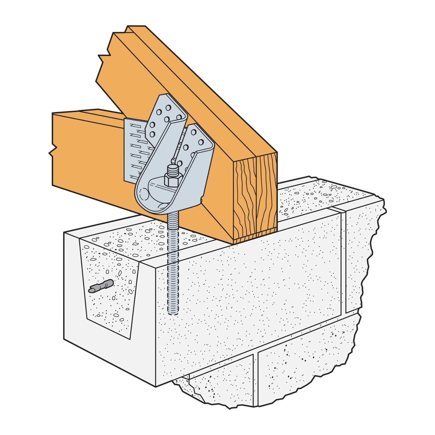 Simpson VGTR Variable-Pitch Girder Tiedown Right installation