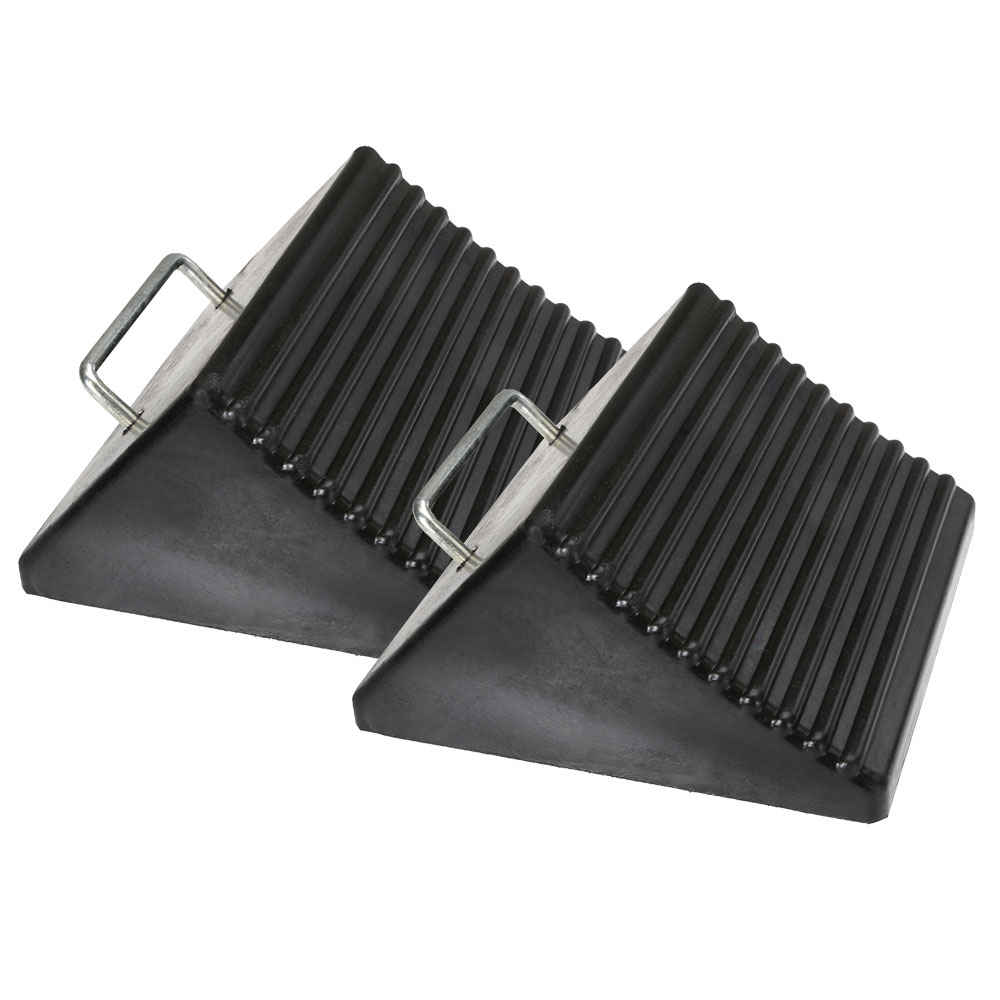 8" Rubber Wedge-Style Wide Wheel Chock - 2 Pack