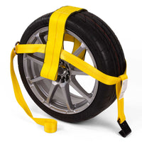 Yellow Adjustable Tow Dolly Strap with 4" Top Strap and Flat Hook