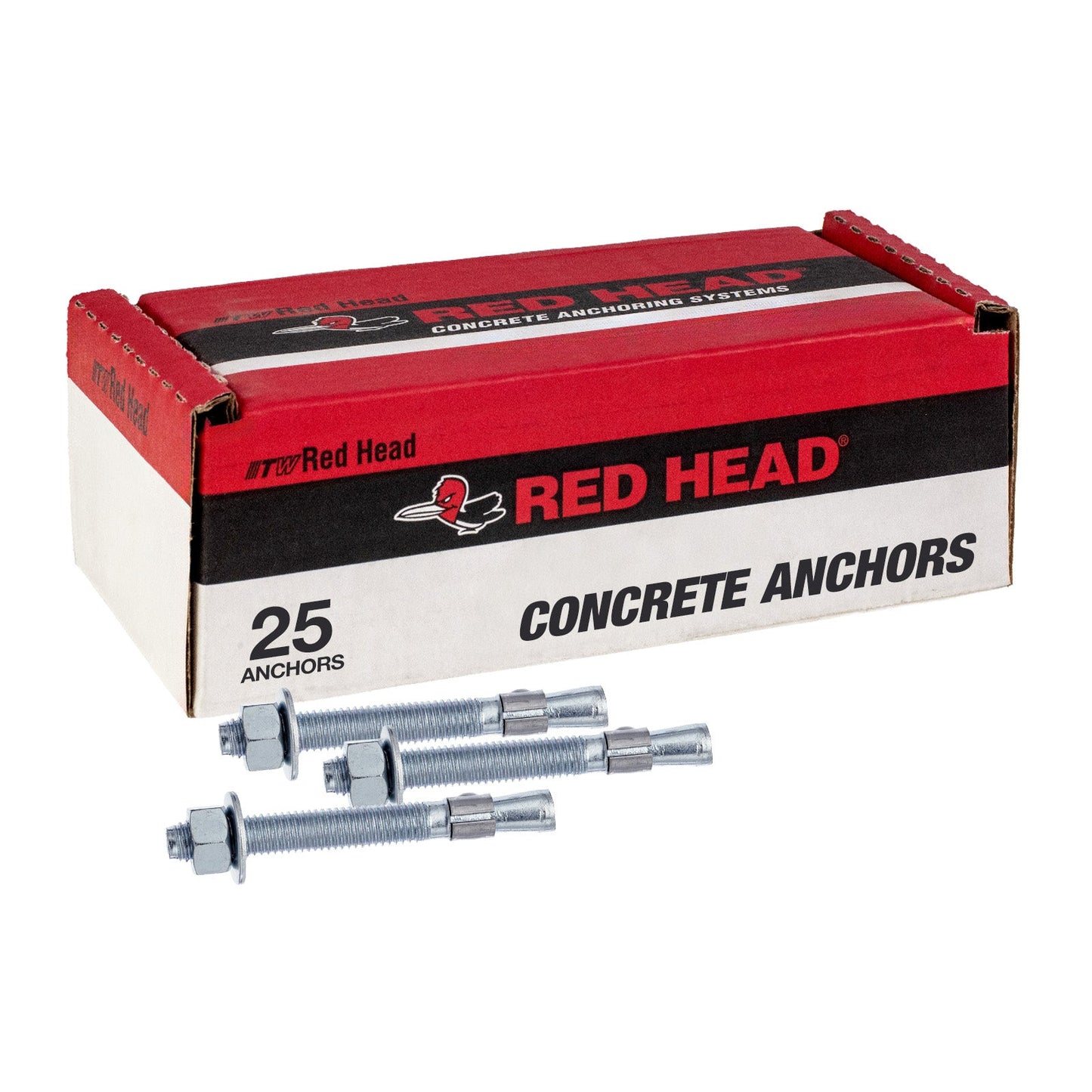 1/2" x 3-3/4" Red Head Trubolt Wedge Anchor, Zinc, Pkg 25