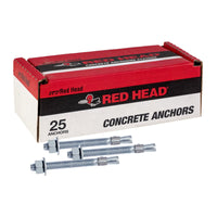 1/2" x 4-1/2" Red Head Trubolt Wedge Anchor, Zinc, Pkg 25