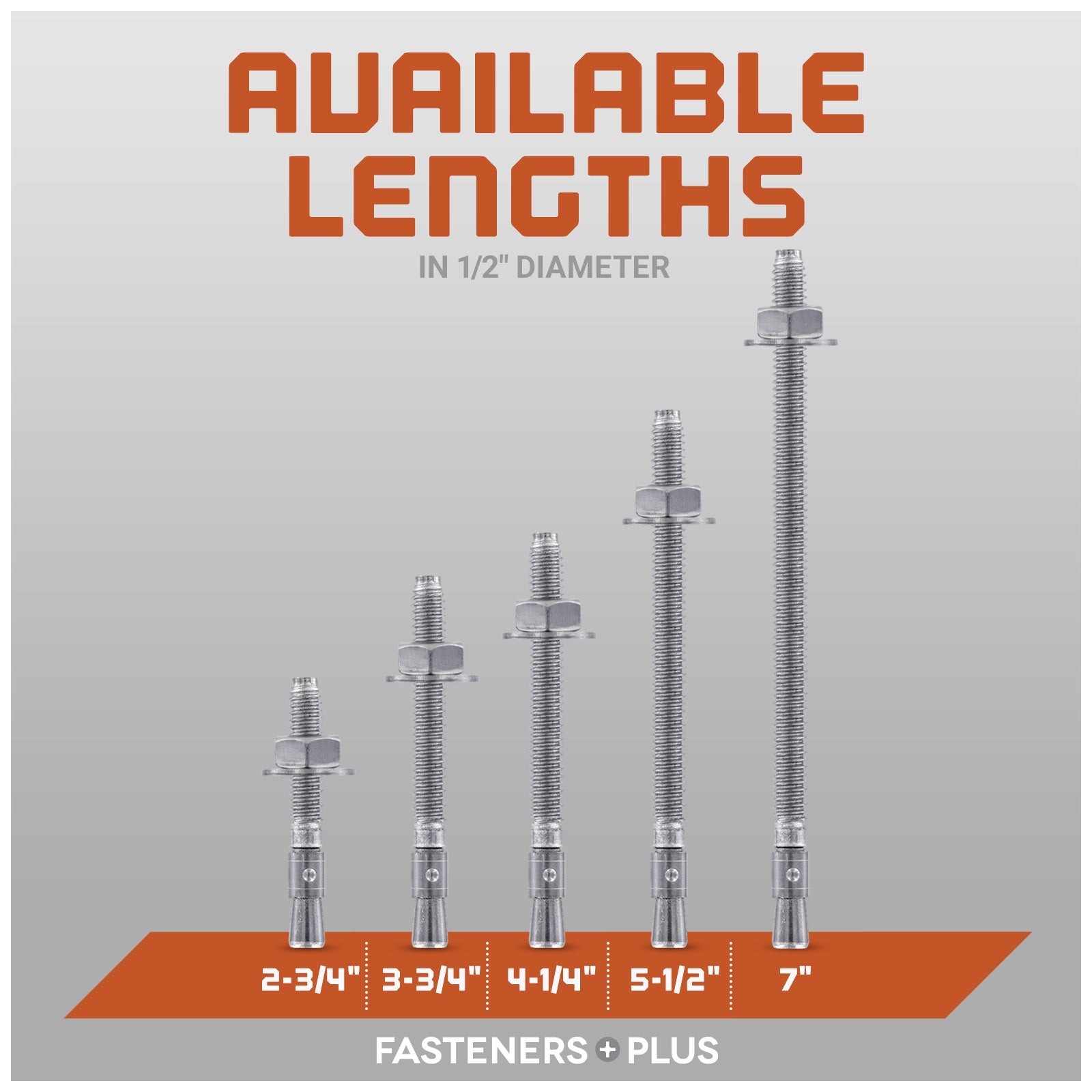 Red Head Trubolt Wedge Anchor, 304 Stainless Steel - Available Lengths in 1/2" Diameter