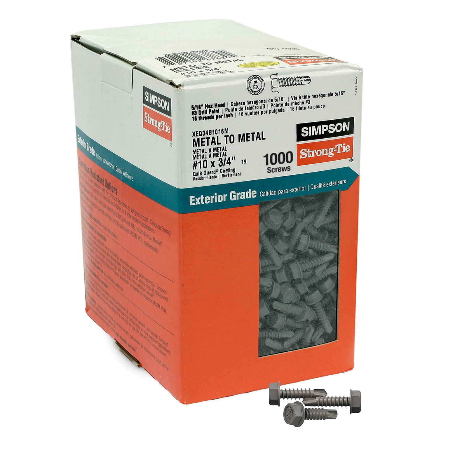 #10 x 3/4" XE Exterior Structural Metal Screw - Quik Guard Coating - Pkg 1,000
