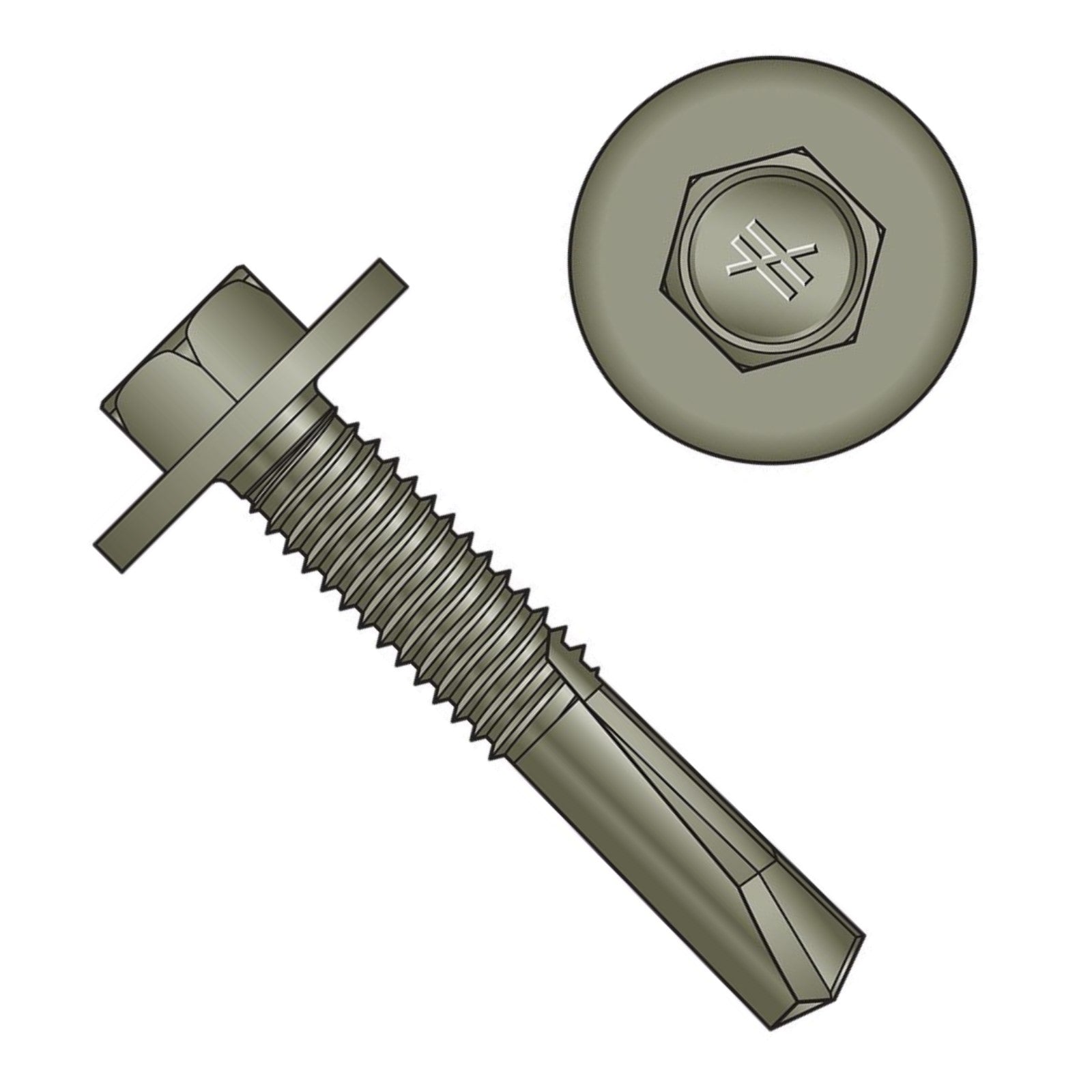 Self-Drilling XL Large Head Metal Screw - Loose - Quik Guard Coating
