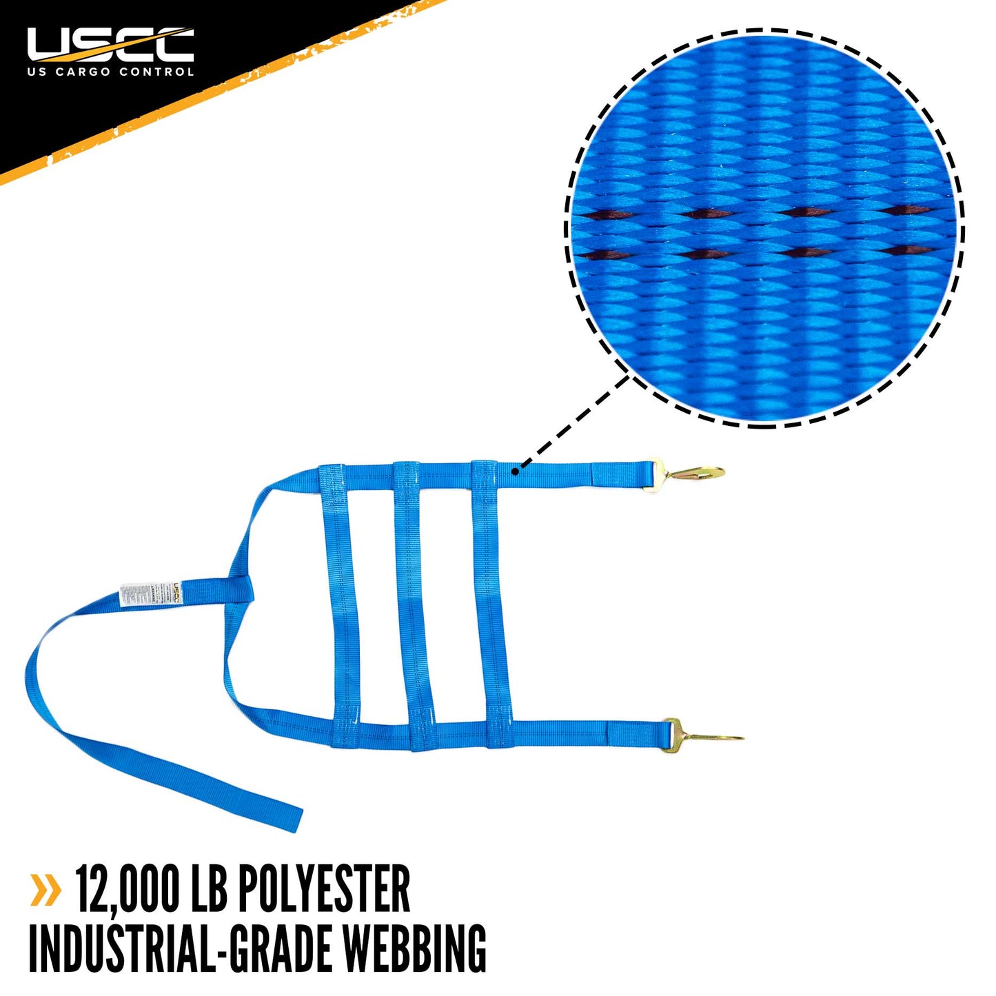 Blue Extra Large Tow Dolly Basket Strap with Twisted Snap Hooks 2 pack image 2 of 10