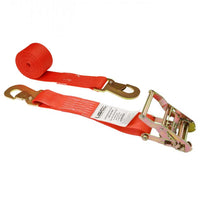 2" x 8' Car Tie Down Ratchet Strap with Flat Snap Hooks | Red