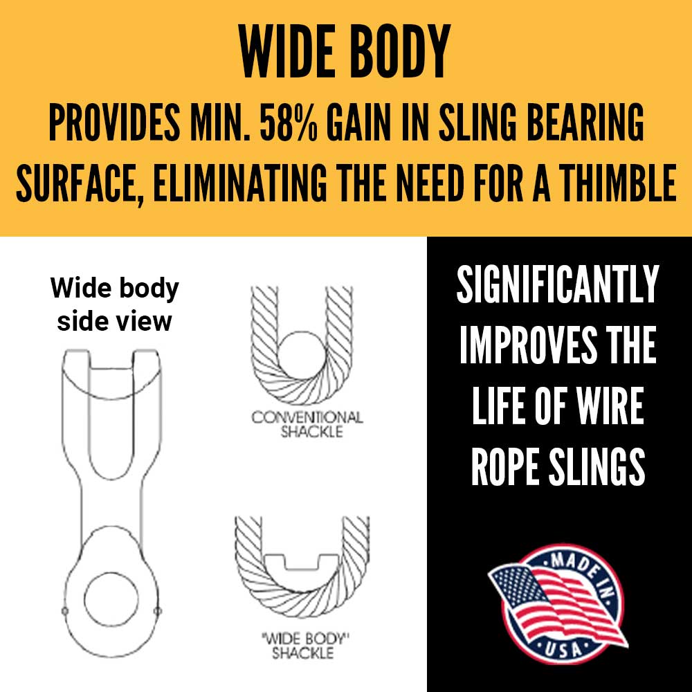 Crosby® Screw Pin Wide Body Shackle | G-2169 - 12.5 Ton wide body side view