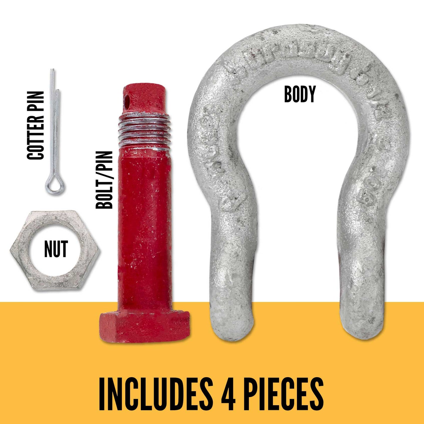 1/2" Crosby® Bolt Type Anchor Shackle | G-2130 - 2 Ton parts of a shackle