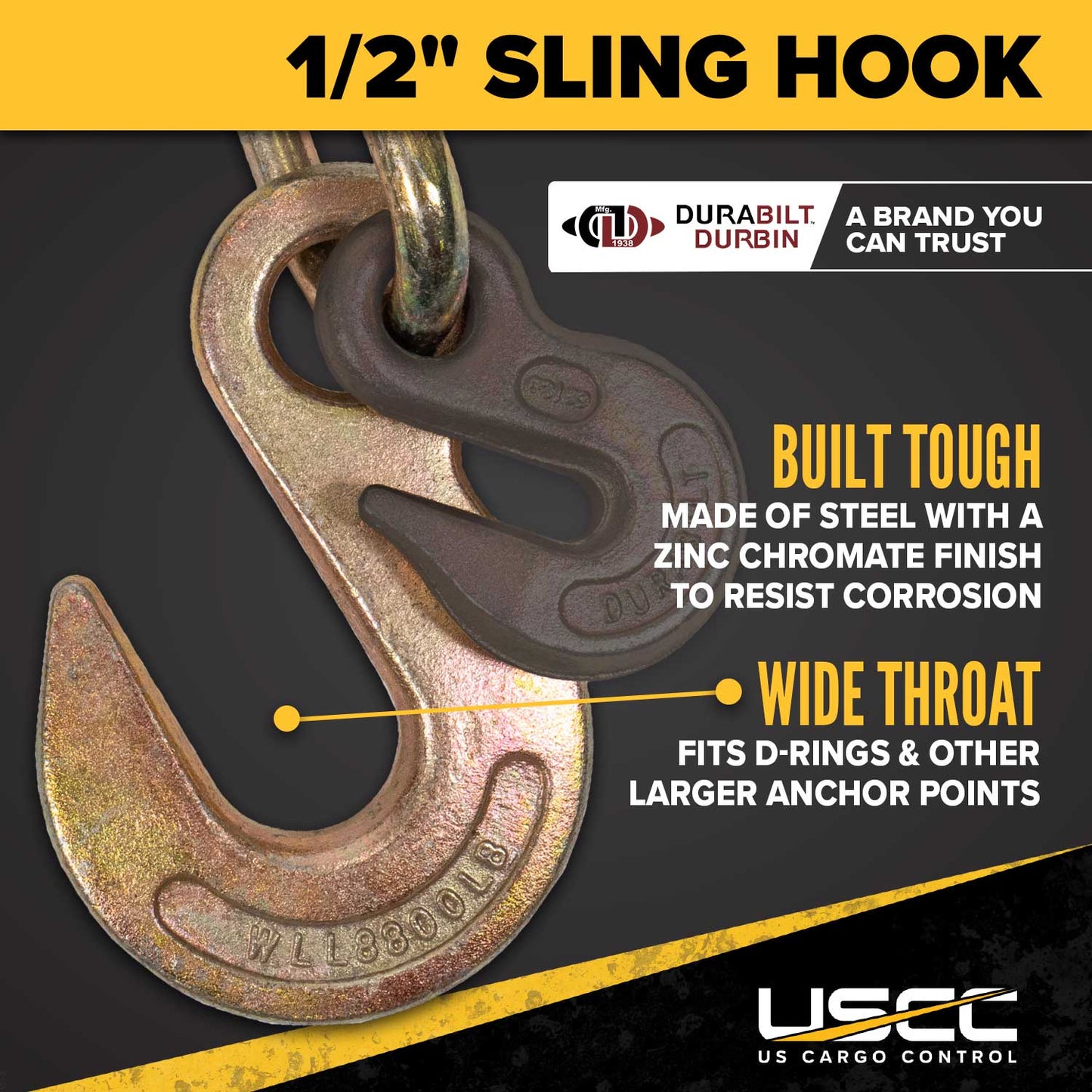 3/8" Grab Hook & 1/2" Sling Hook with 3/8" Grab Hook Durabilt Pro-Bind Ratchet Binder - 4-Pack