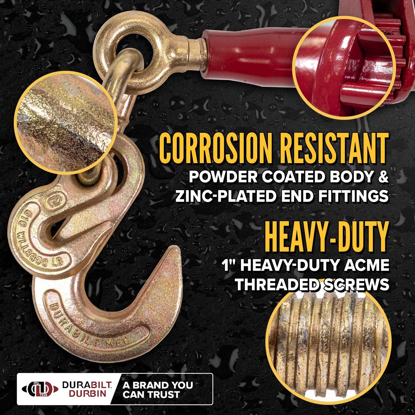 3/8" Grab Hook & 1/2" Sling Hook & 2' G100 CE w/ 1/2" Sling Hook - Durabilt Pro-Bind Ratchet Binder