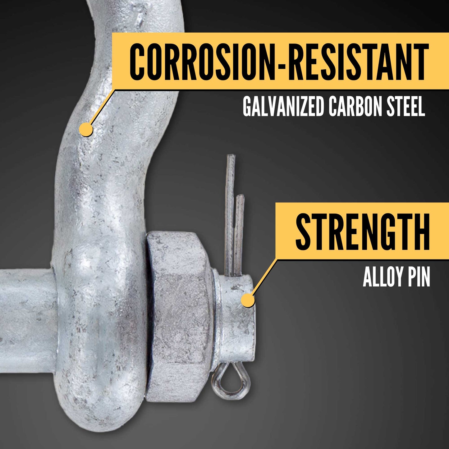 3-1/2" Galvanized Bolt Type Anchor Shackle - 120 Ton shackle construction