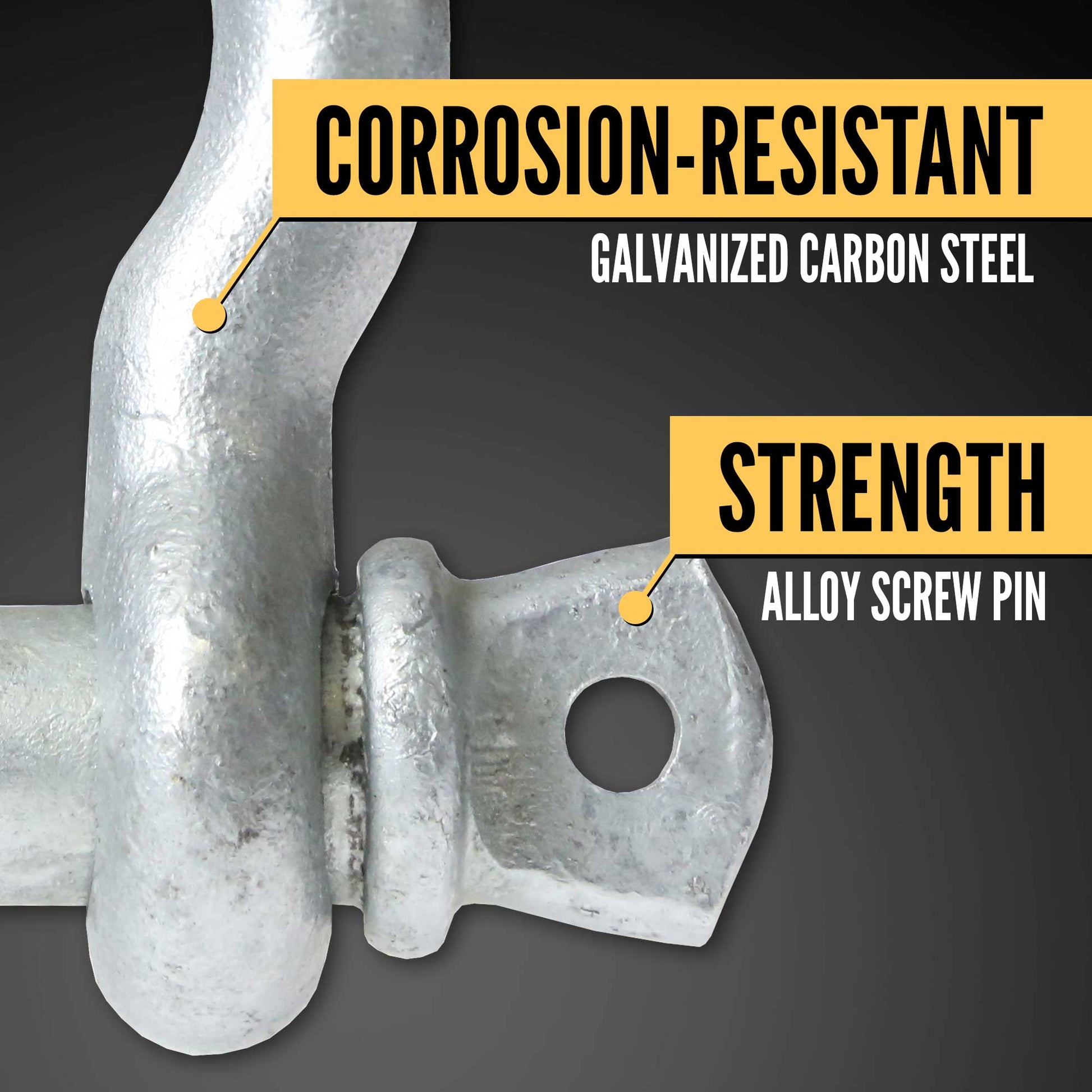 3/8" Galvanized Screw Pin Anchor Shackle - 1 Ton shackle construction