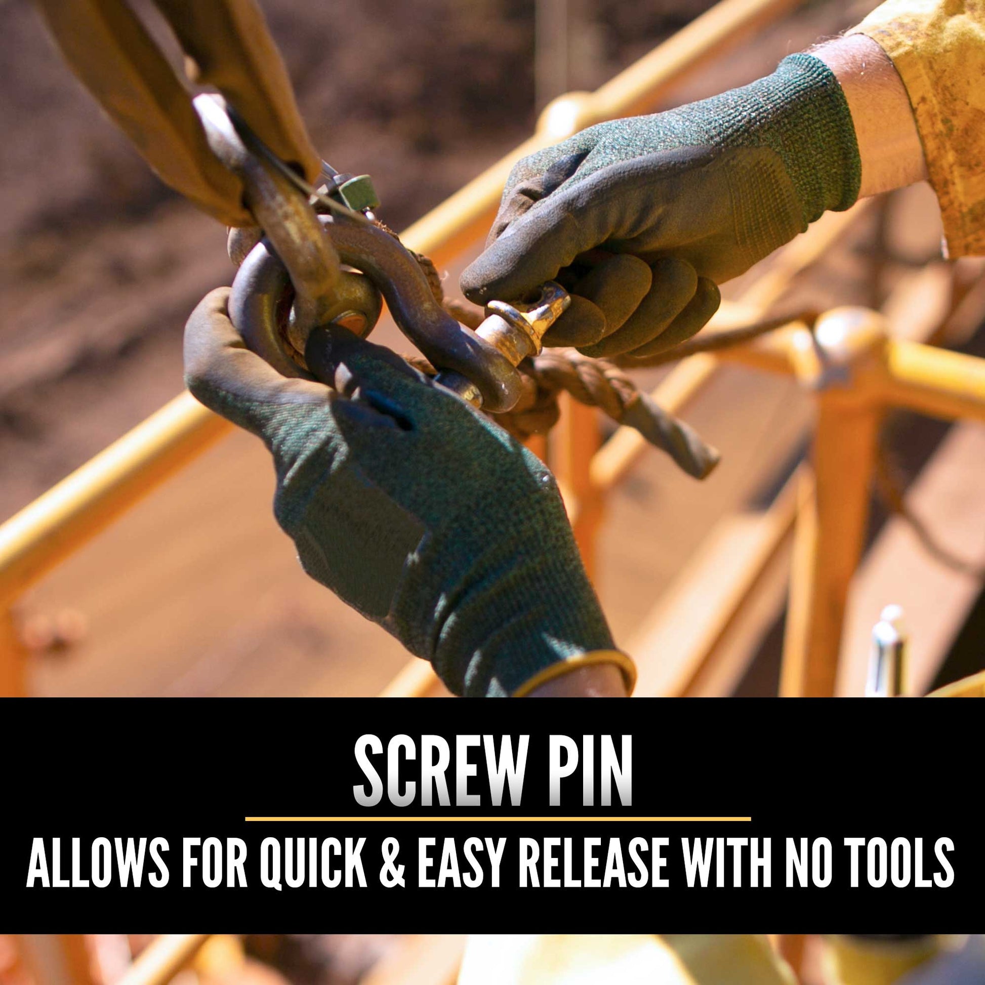 3/8" Galvanized Screw Pin Anchor Shackle - 1 Ton easy release with no tools