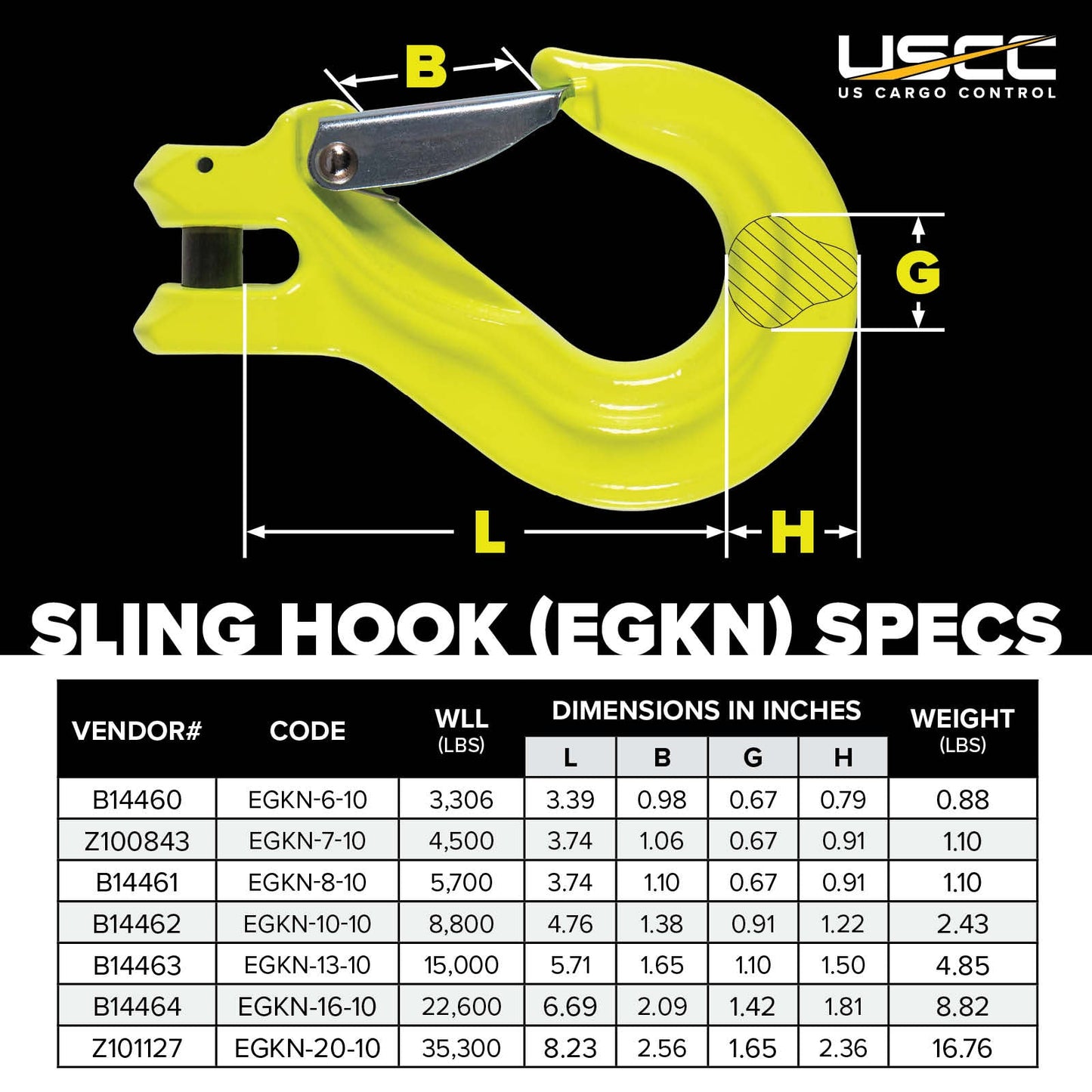Gunnebo 5/16" EGKN Clevis Sling Hook - Grade 100