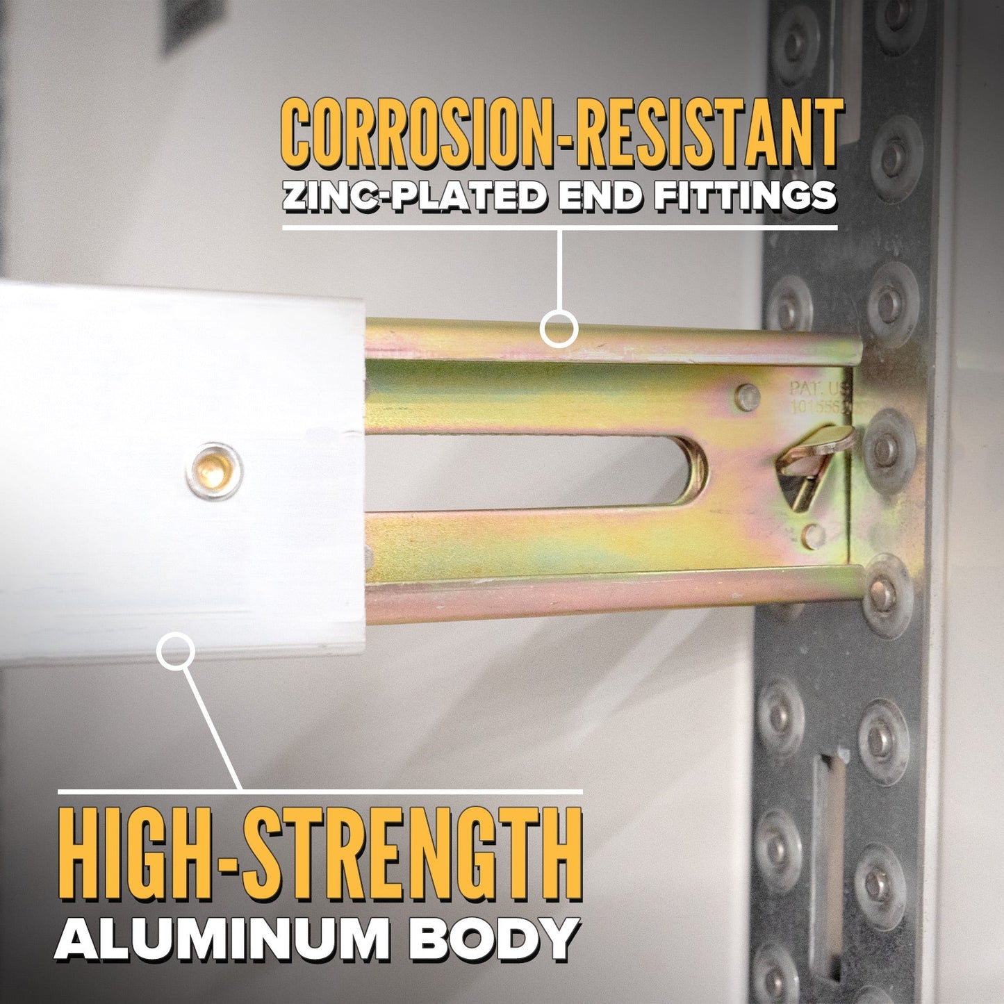 93" - 103" Aluminum E-Track Load Bar with Flat Latch Release - 3,000 lb Capacity