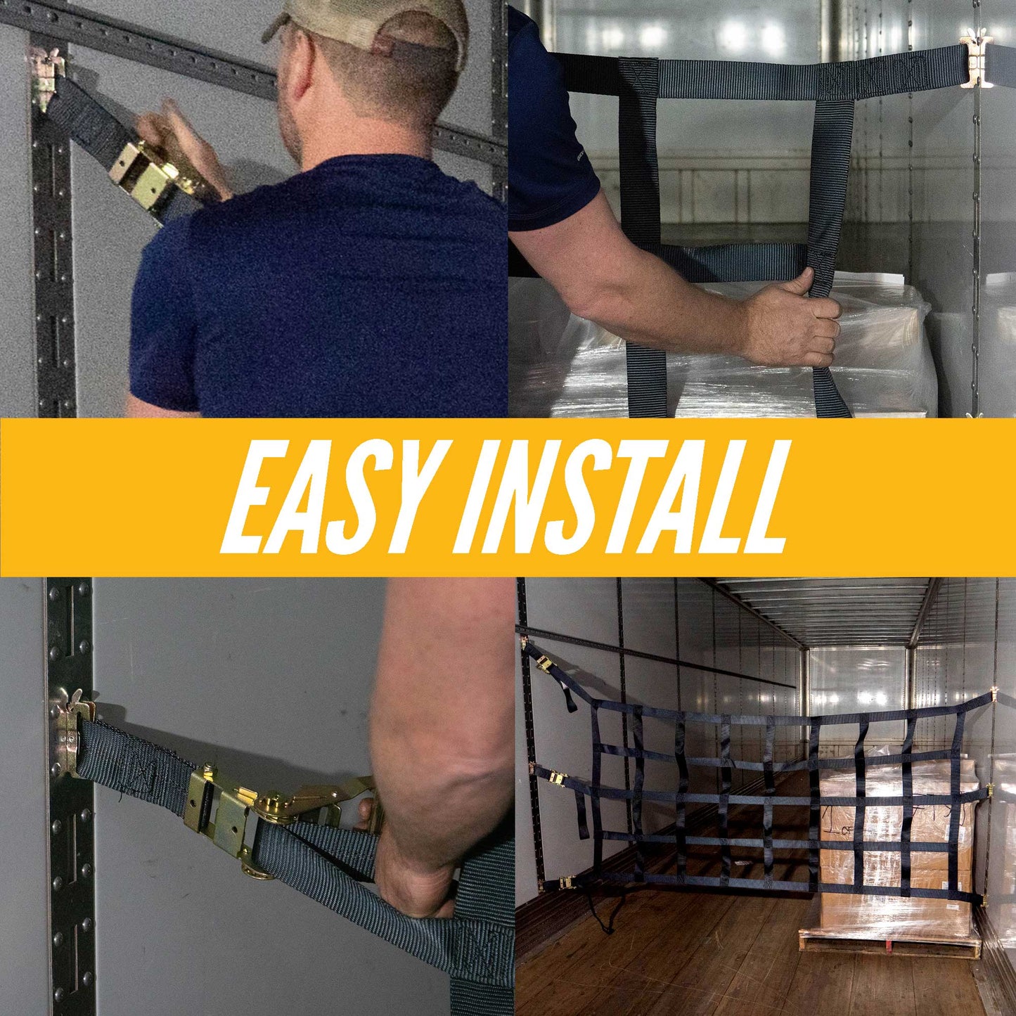 42" x 82" Heavy Duty Cargo Net with Ratchets & E-Track Fittings