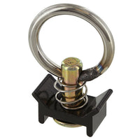 Single Stud L-Track Fitting with Stainless Steel Round Ring - Black | 4,000 lbs. BS