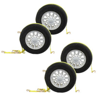 Car Carrier Tire Wheel Strap w/ Wire Hooks & Ratchet - 4 Pack