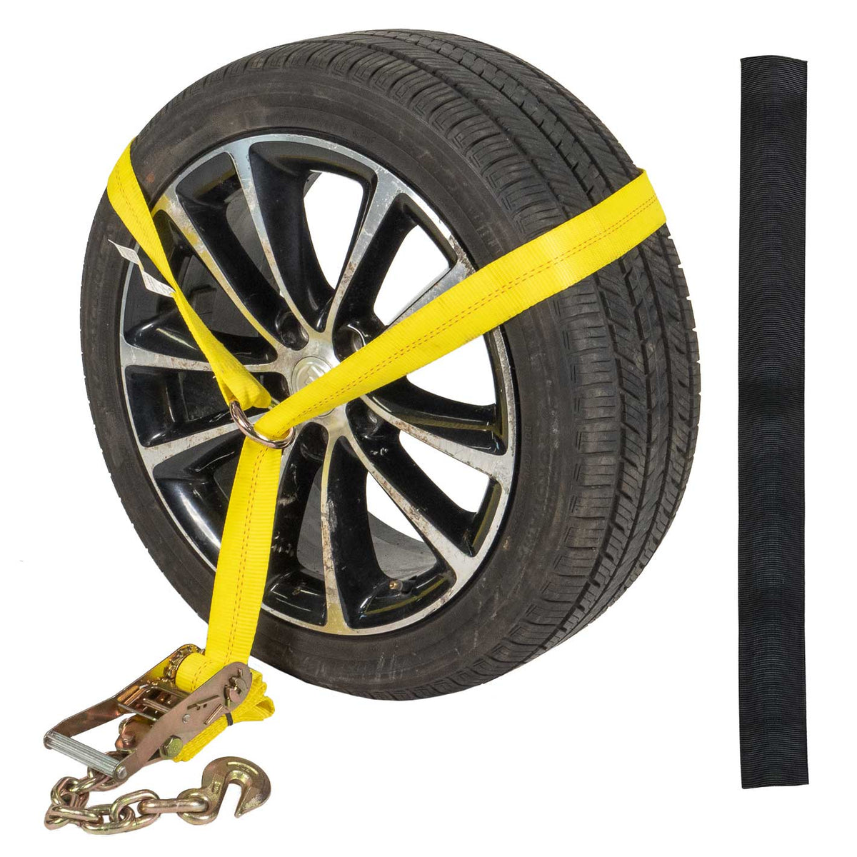 Side Mount Wheel Net with Ratchet and Chain Extension | 2' Cordura Wear Sleeve Included