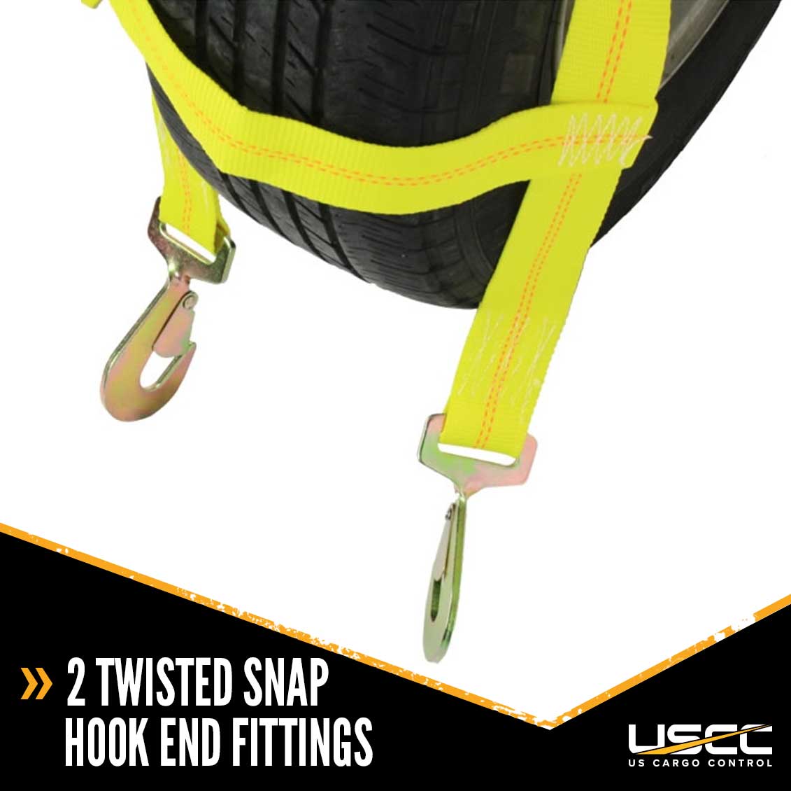 Tow Dolly Basket Strap with Twisted Snap Hooks - 2 Pack
