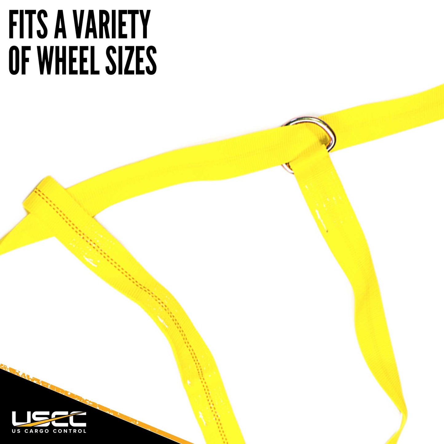 Yellow Adjustable Tow Dolly Strap with 2" Top Strap and Flat Hook