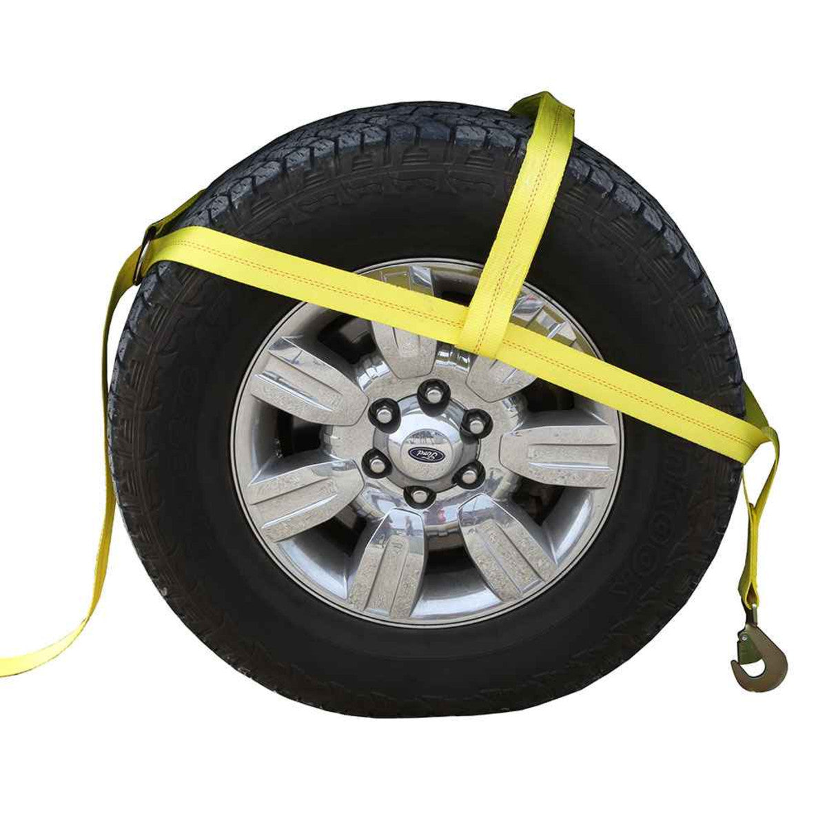 Yellow Adjustable Tow Dolly Strap with 2" Top Strap and Twisted Snap Hook - 2 pack