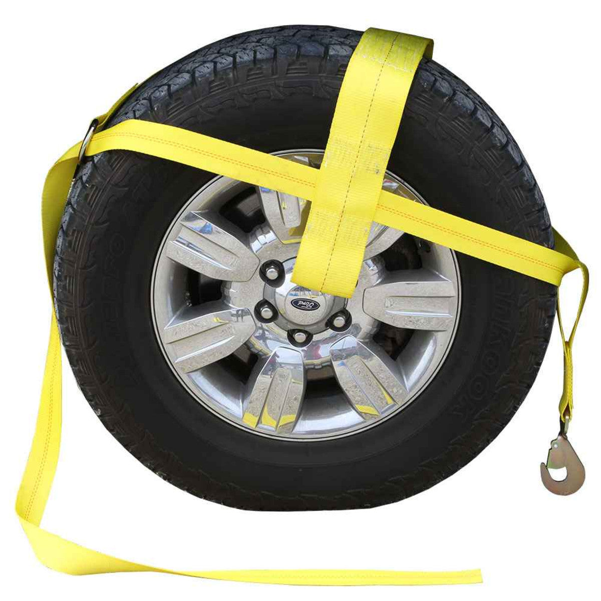 Yellow Adjustable Tow Dolly Strap with 4" Top Strap and Twisted Snap Hook - 2 pack