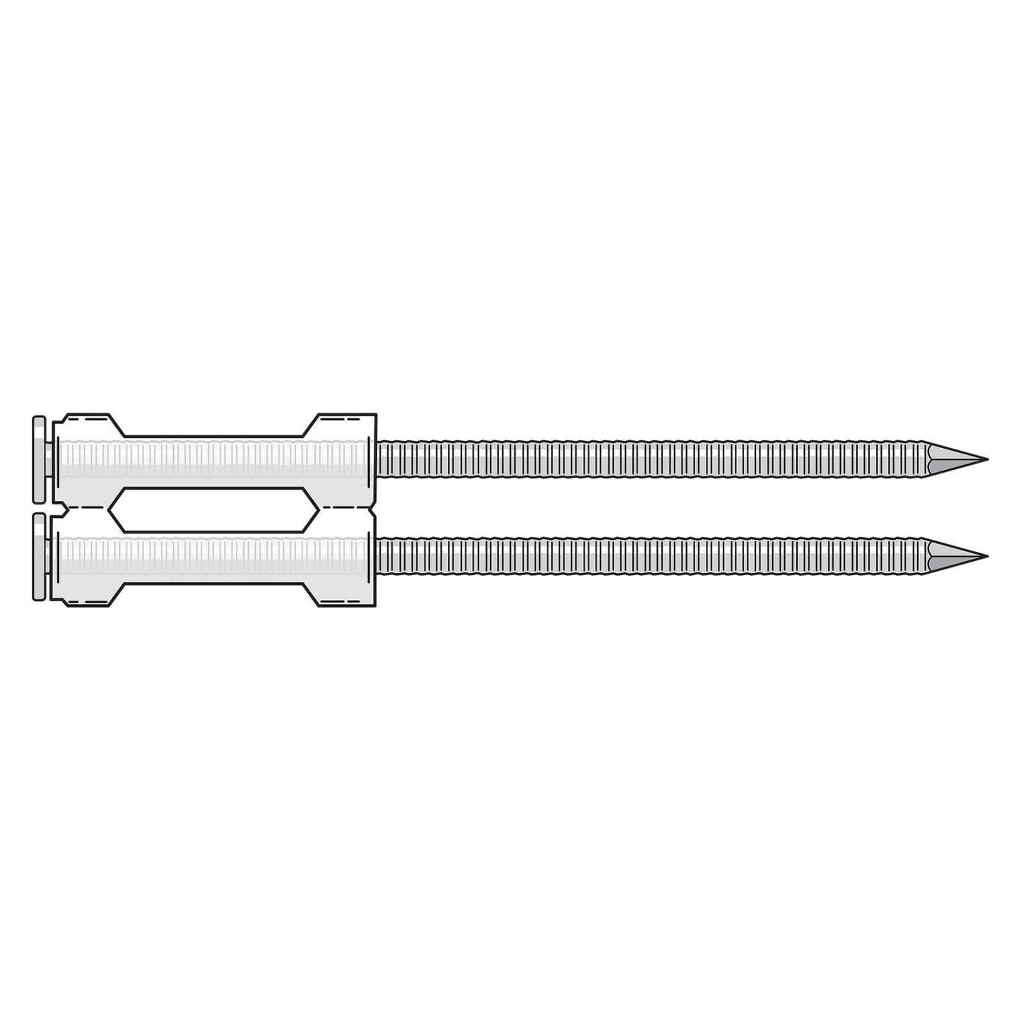 0 Degree Inserted Plastic Coil, Full Round Head, Ring-Shank Nail - Side perspective