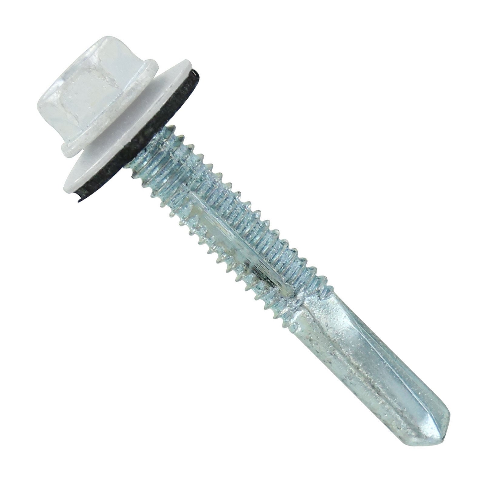 #12-24 x 1-1/2" HG Steelbinder Metal Roofing Screw - Polar White, Pkg 250