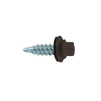 #12 x 3/4" Kwikseal Woodbinder Metal Roofing Stitch Screw - Koko Brown, Pkg 250