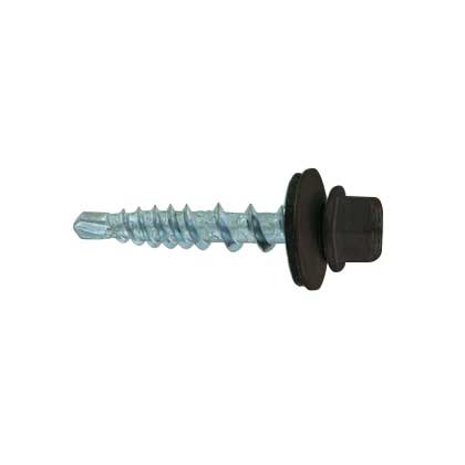 #10 x 1" Kwikseal Woodbinder Metal Roofing Screw - Koko Brown, Pkg 250