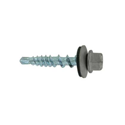 #10 x 1" Kwikseal Woodbinder Metal Roofing Screw - Ash Gray, Pkg 250