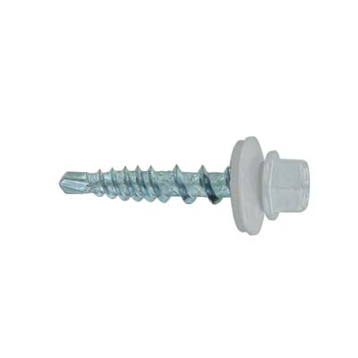 #10 x 1" Kwikseal Woodbinder Metal Roofing Screw - Alamo White, Pkg 250