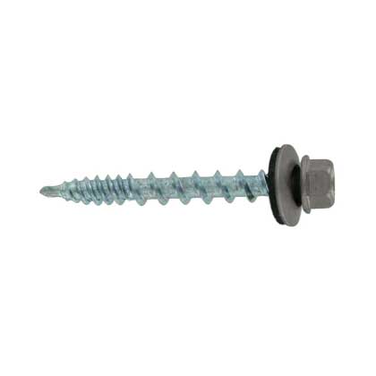 #10 x 1-1/2" Kwikseal Woodbinder Metal Roofing Screw - Ash Gray, Pkg 250