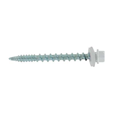 #10 x 2" Kwikseal Woodbinder Metal Roofing Screw - Polar White, Pkg 250