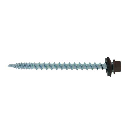 #10 x 2-1/2 Kwikseal Woodbinder Metal Roofing Screw Koko Brown, Pkg 250