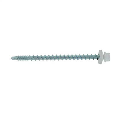 #10 x 3" Kwikseal Woodbinder Metal Roofing Screw - Polar White, Pkg 250